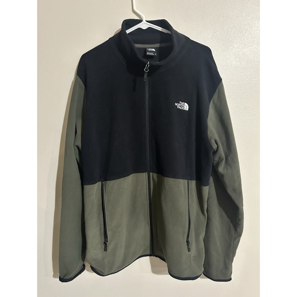 The North Face Men’s XL Black & Olive Colorblock Full Zip Fleece Jacket